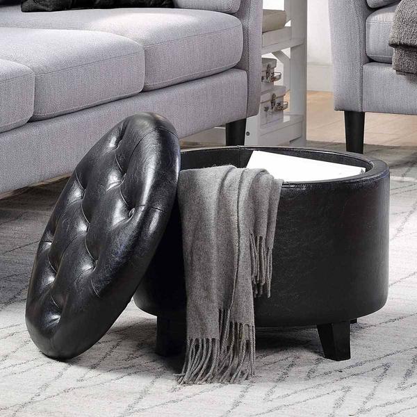 Convenience Concepts Designs4Comfort Round Storage Ottoman alternate view