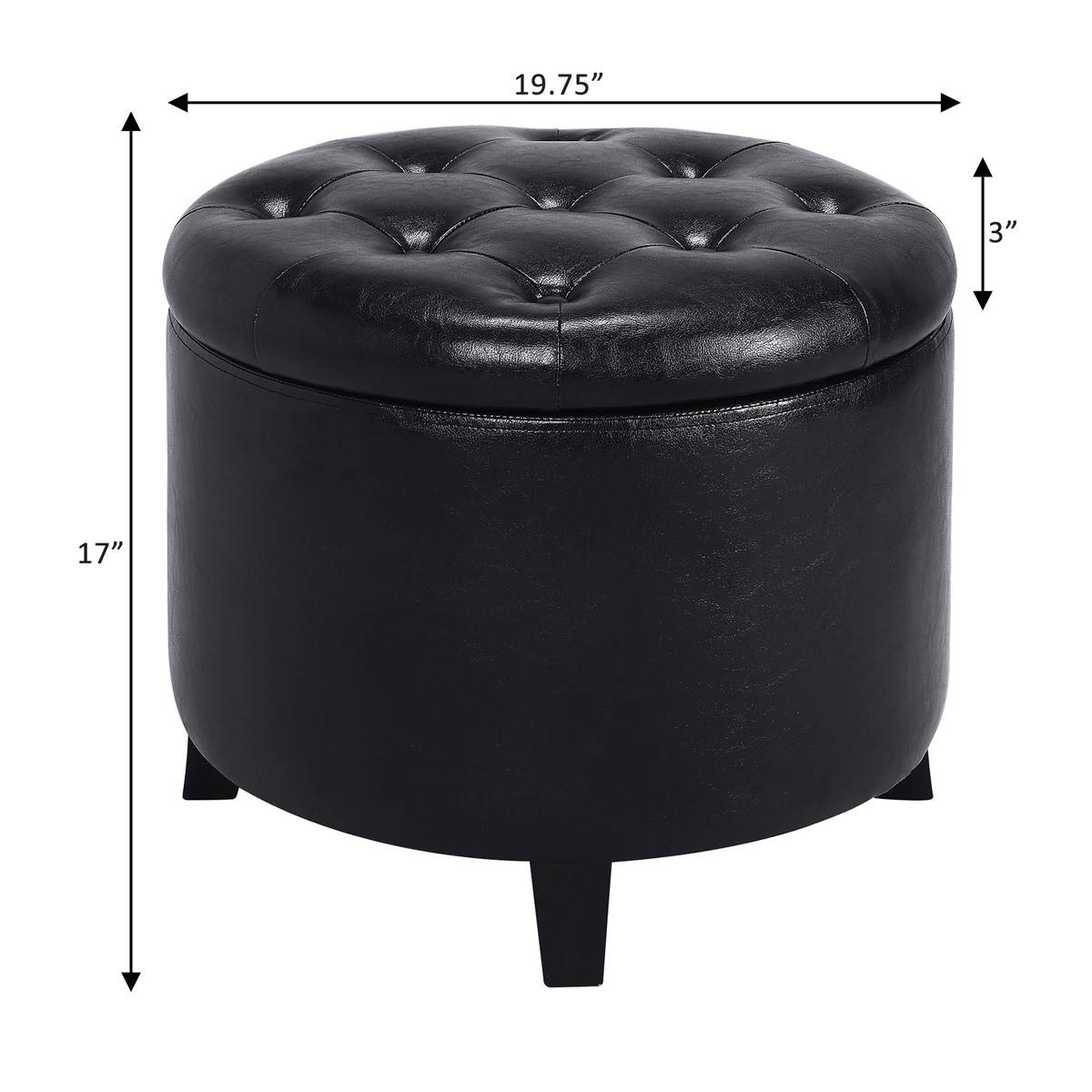 Convenience Concepts Designs4Comfort Round Storage Ottoman