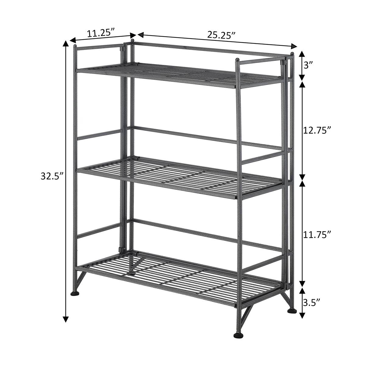 Convenience Concepts Xtra Storage 3-Tier Wide Folding Metal Shelf