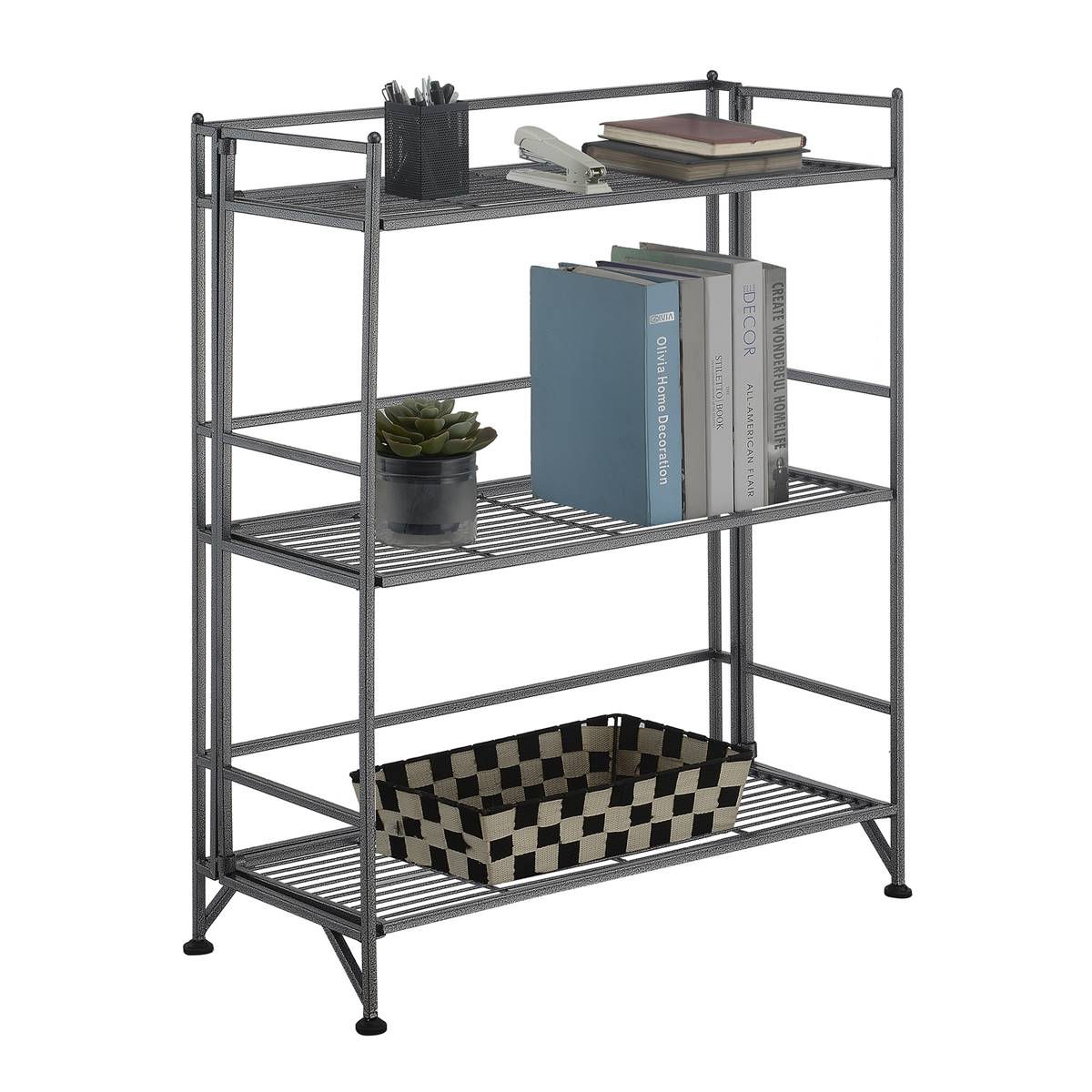 Convenience Concepts Xtra Storage 3-Tier Wide Folding Metal Shelf