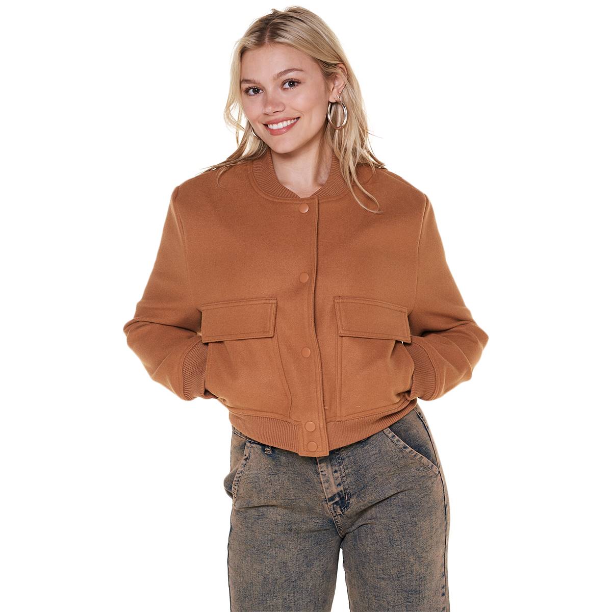 Juniors Love Tree Wool Blend Bomber Jacket