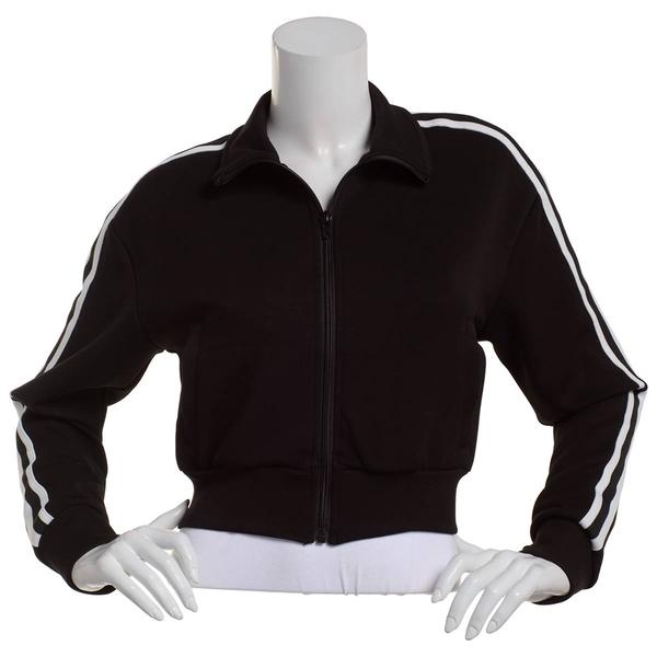 Juniors Love Tree Side Striped Soft Cropped Zip Up Jacket