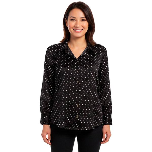 Juniors Love Tree Polka Dot Satin Tunic Button-Up
