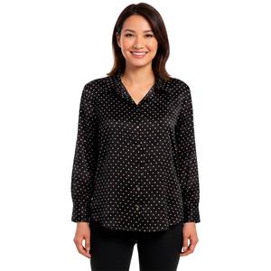 Juniors Love Tree Dot Satin Tunic Button Up alternate view
