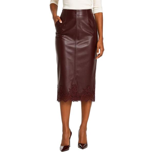 Juniors Love Tree Pleather Lace Hem Midi Skirt
