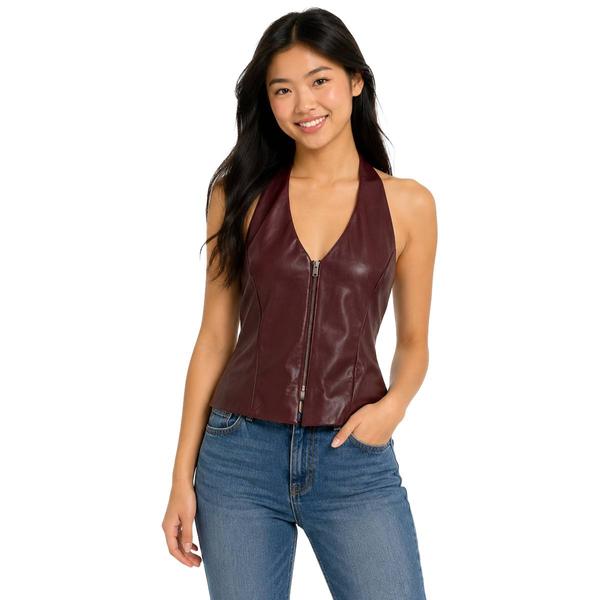 Juniors Love Tree Pleather Zip Front Halter Top