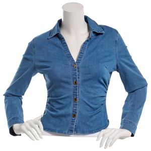 Juniors Love Tree V-Neck Button Up Denim Button Up Top alternate view