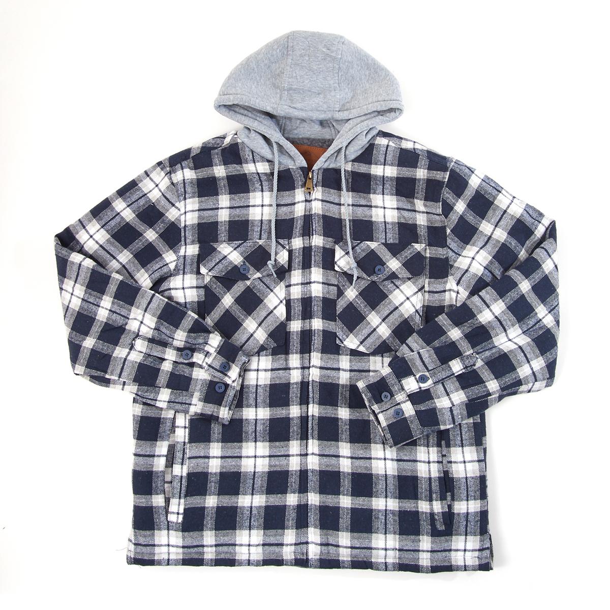 Sherpa Lined Flannel Jacket-Charcoal 
