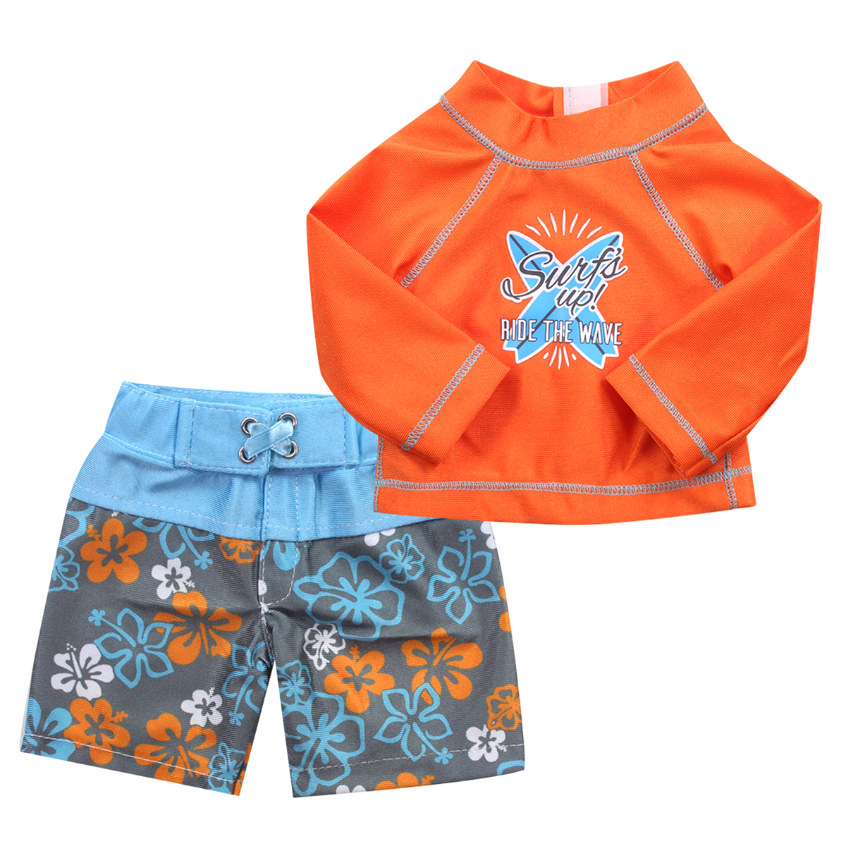 Sophia's(R) Surf Shirt With Flora Print Swim Trunks