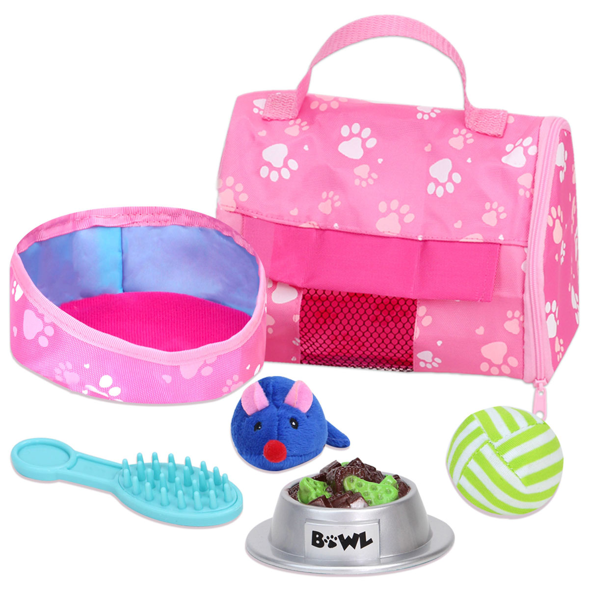 Sophia's(R) 10pc. White Kitten & Carrier Set - Pink