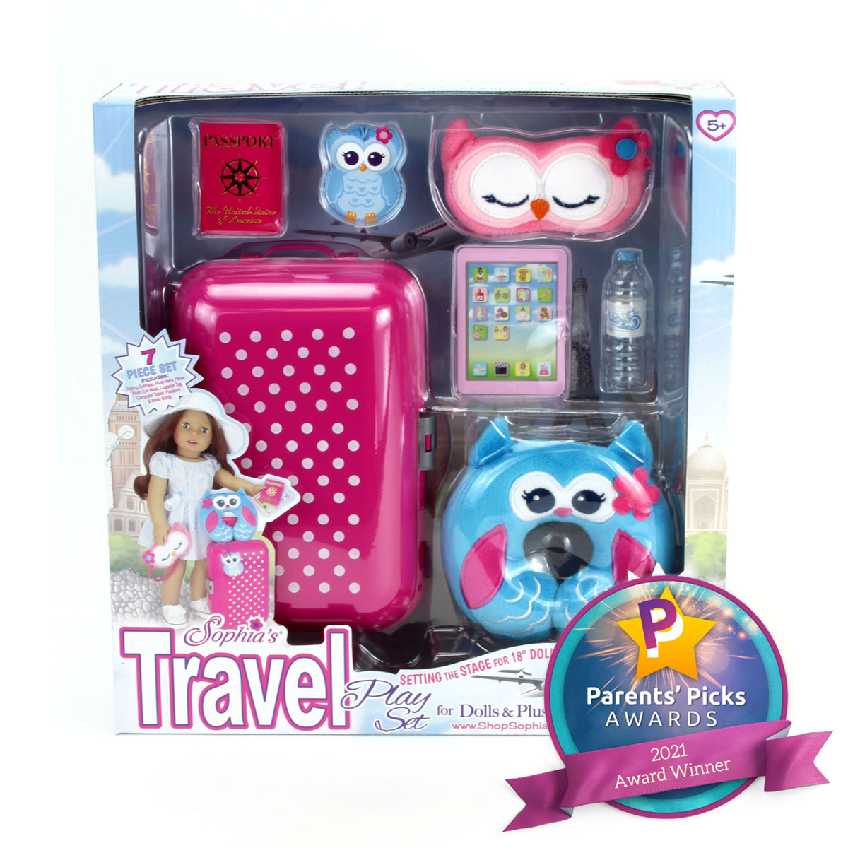 Sophia's(R) Travel Suitcase Set - Hot Pink