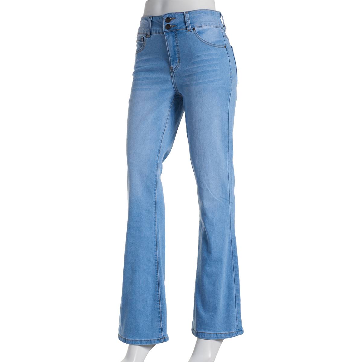 Womens Bleu Denim 5 Pocket 2 Button Bootcut Jeans