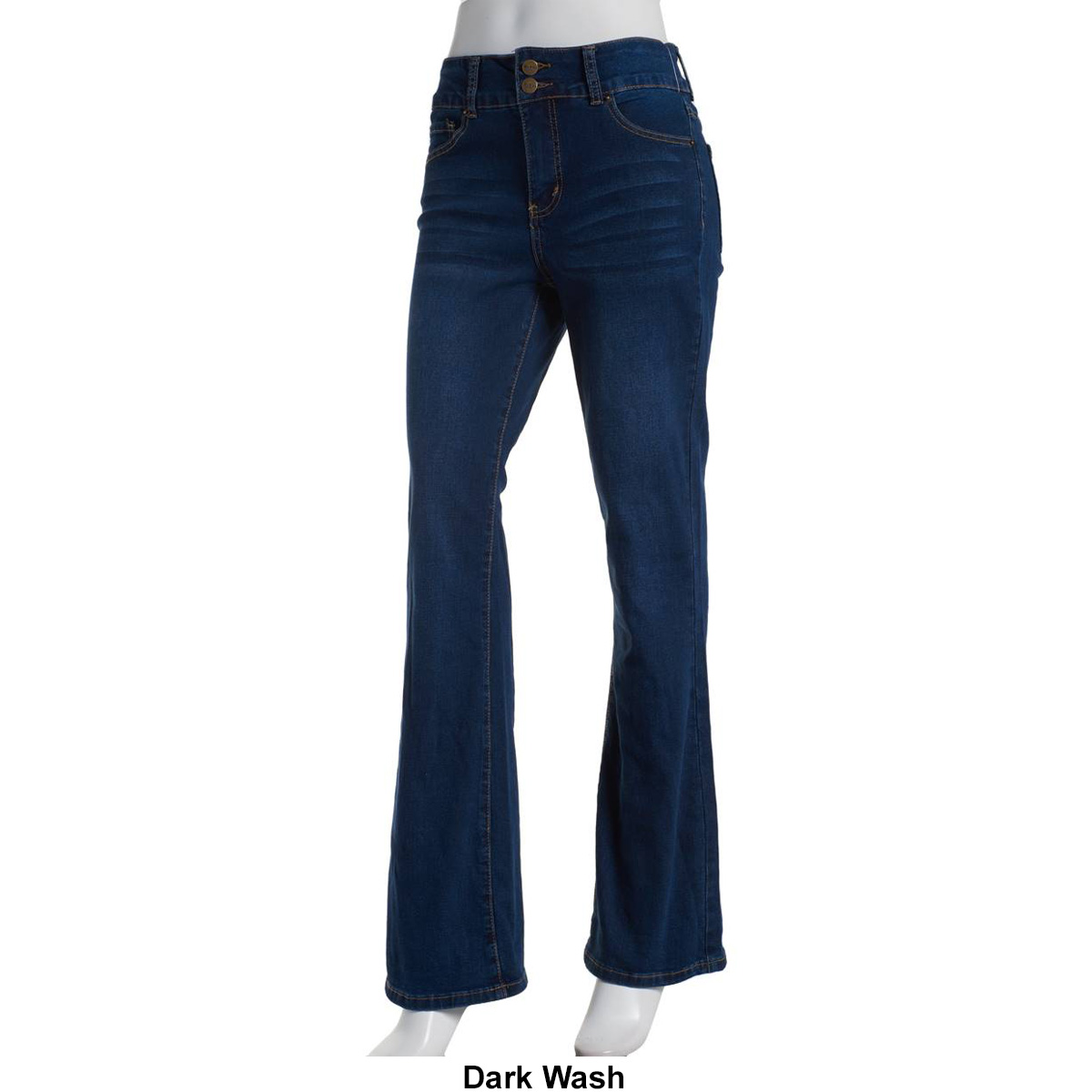 Womens Bleu Denim 5 Pocket 2 Button Bootcut Jeans