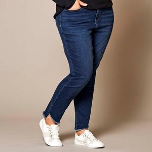 Plus Size Bleu Denim 5 Pocket Asymmetrical Hem Skinny Jeans alternate view