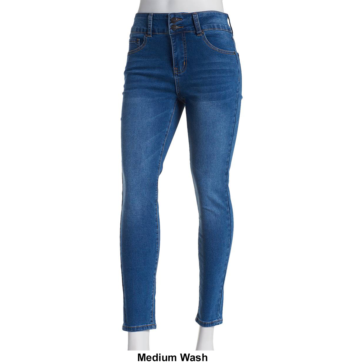 Petite Bleu Denim Basic 2 Button Waist Closure Ankle Jeans