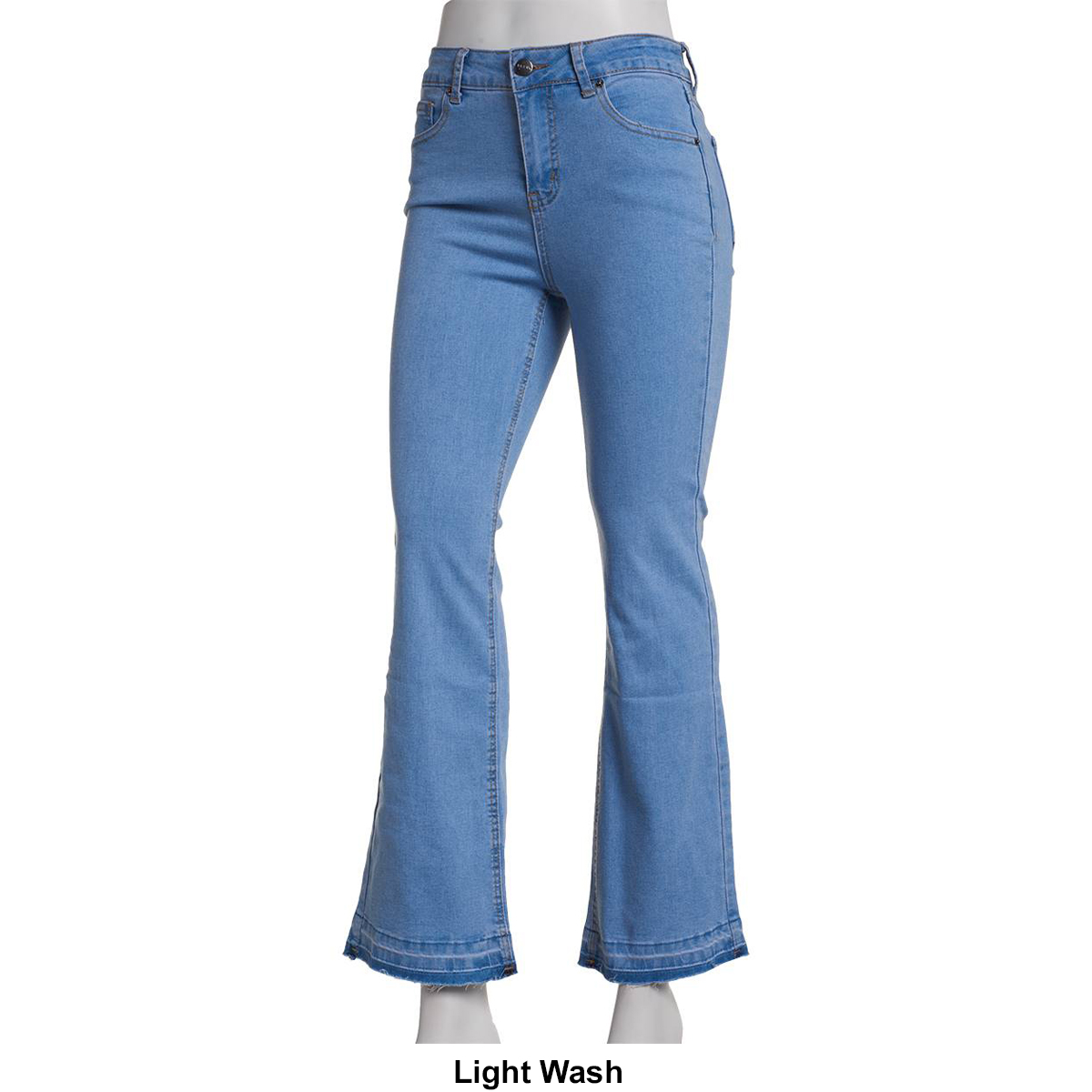 Petites Bleu Denim 5 Pocket Released Hem Bootcut Jeans