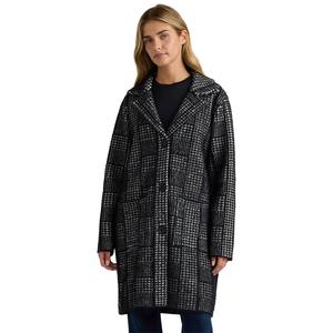 Womens NVLT Plaid Notch Collar & Patch Pockets Coatigan