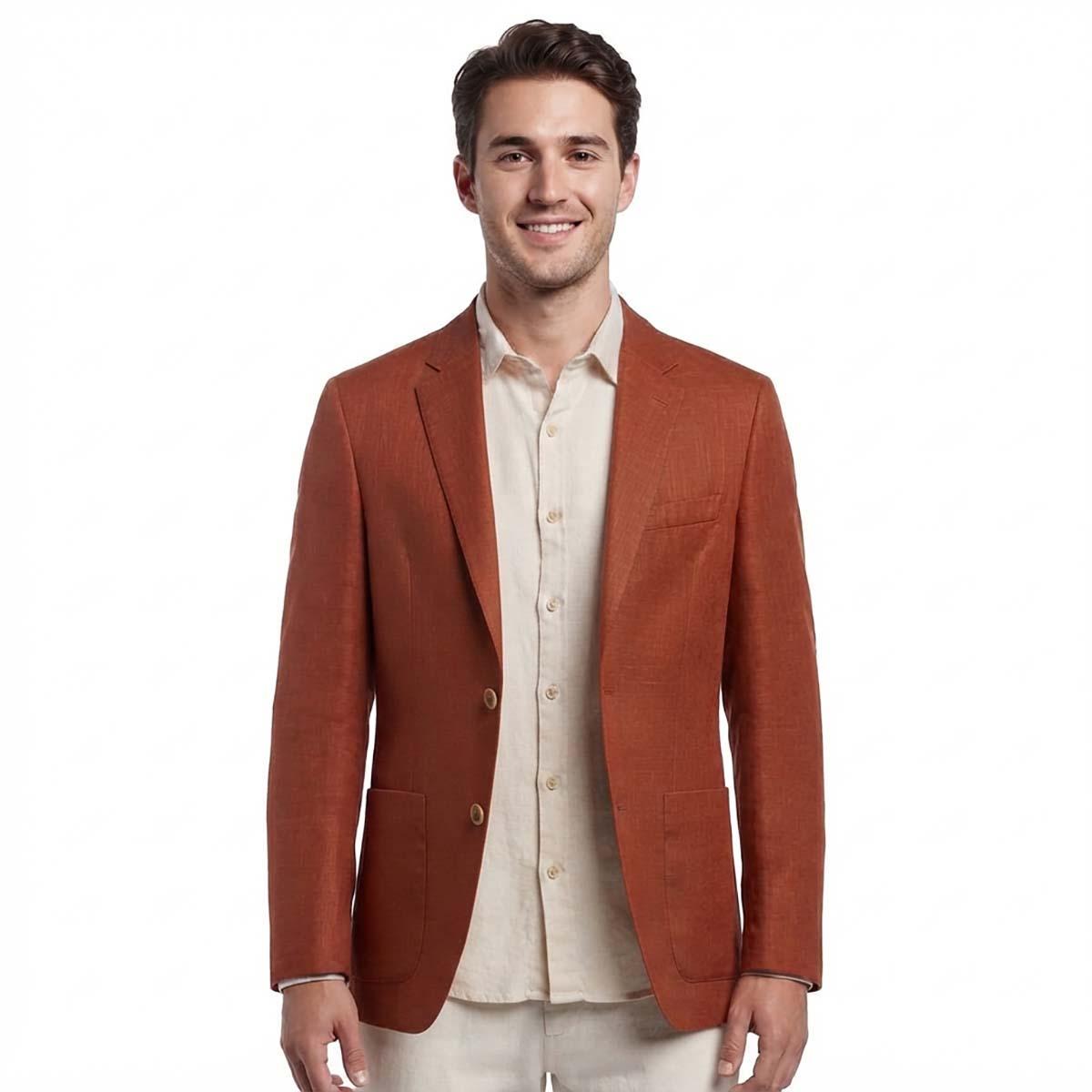 Nautica Men Modern-Fit Active Stretch Structure Weave Sport Coat - Orange