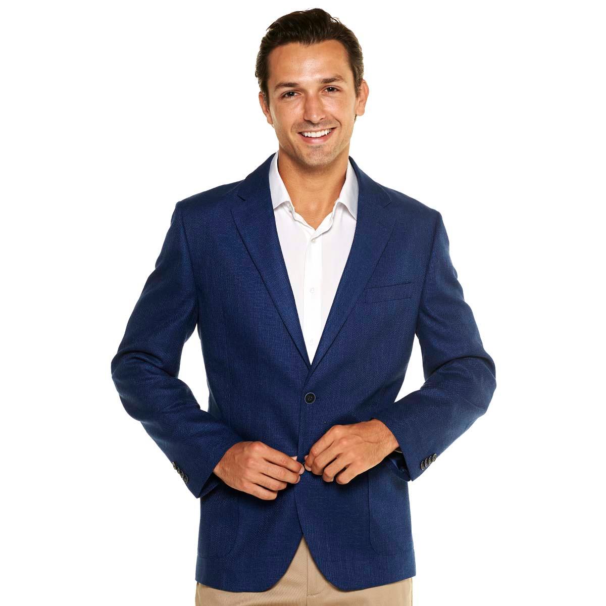 Nautica Men Modern-Fit Active Stretch Structure Weave Sport Coat - Medium Blue