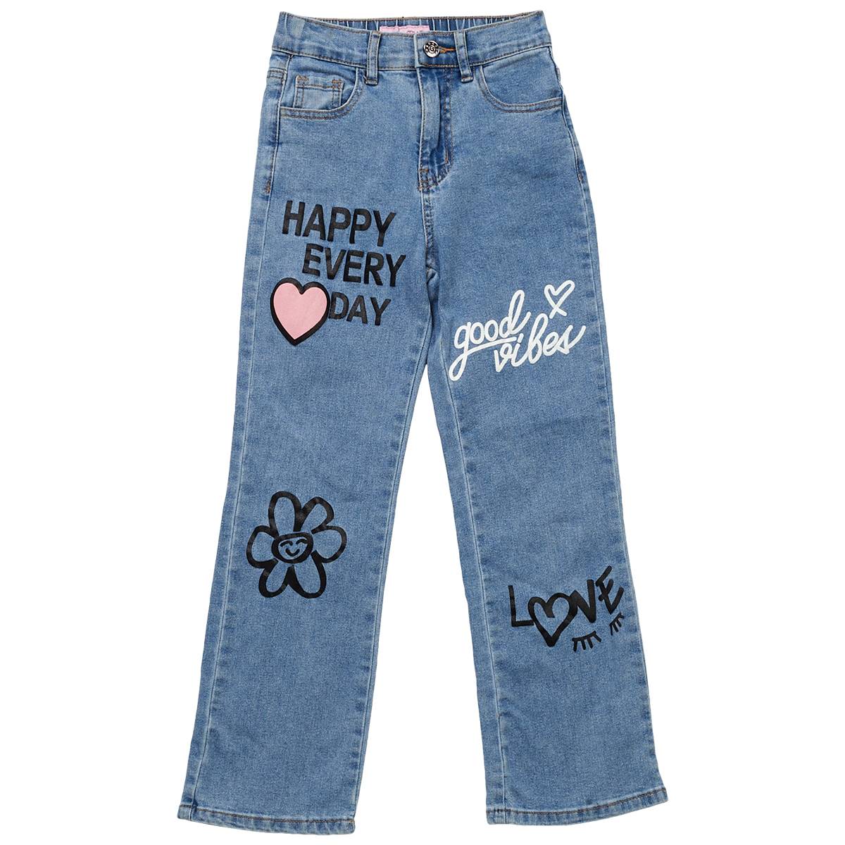 Girls (7-16) Gogo Star(tm) Straight Leg Graffiti Jeans