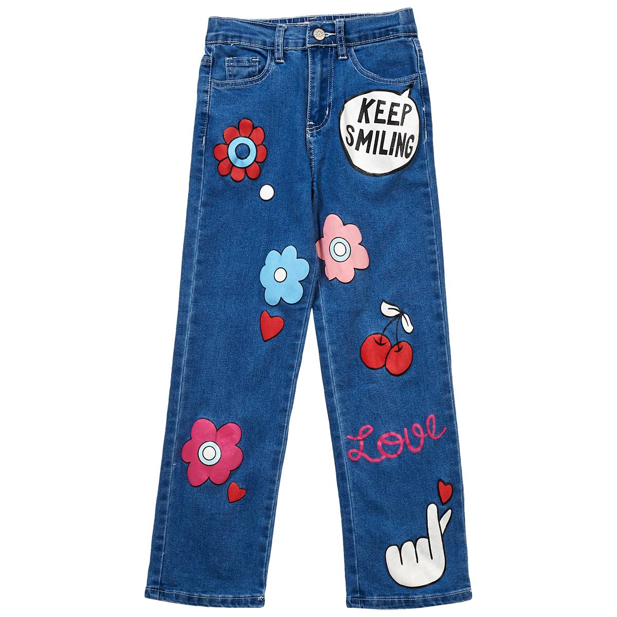 Girls (7-16) Gogo Star(tm) Keep Smiling Cartoon Jeans