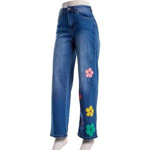Juniors Gogo Jeans High Rise Straight Leg Puff Print Flower Jeans alternate view