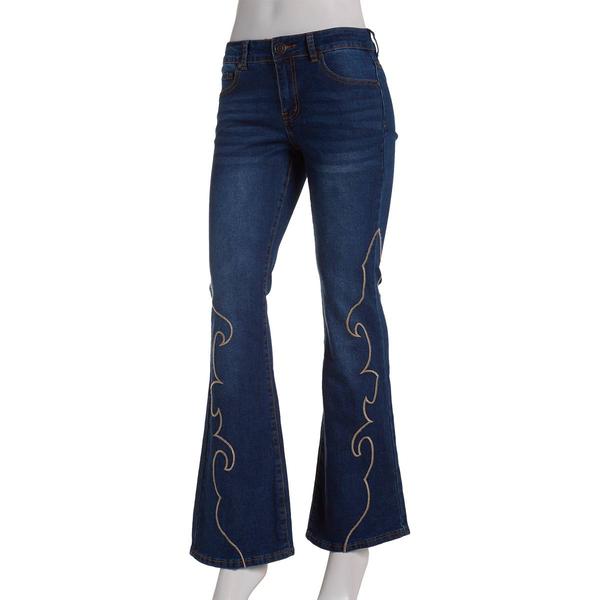 Juniors Gogo Jeans Embroidered Western Flare Jeans