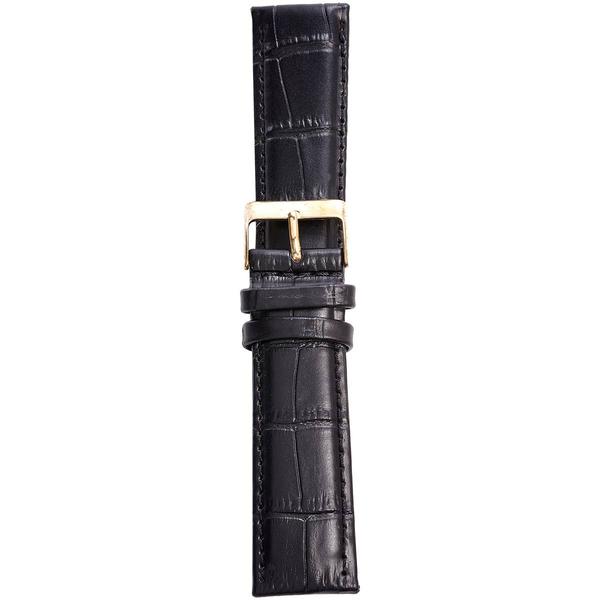 Unisex Watchbands 2 Go Croco Calfskin Leather Band - Black