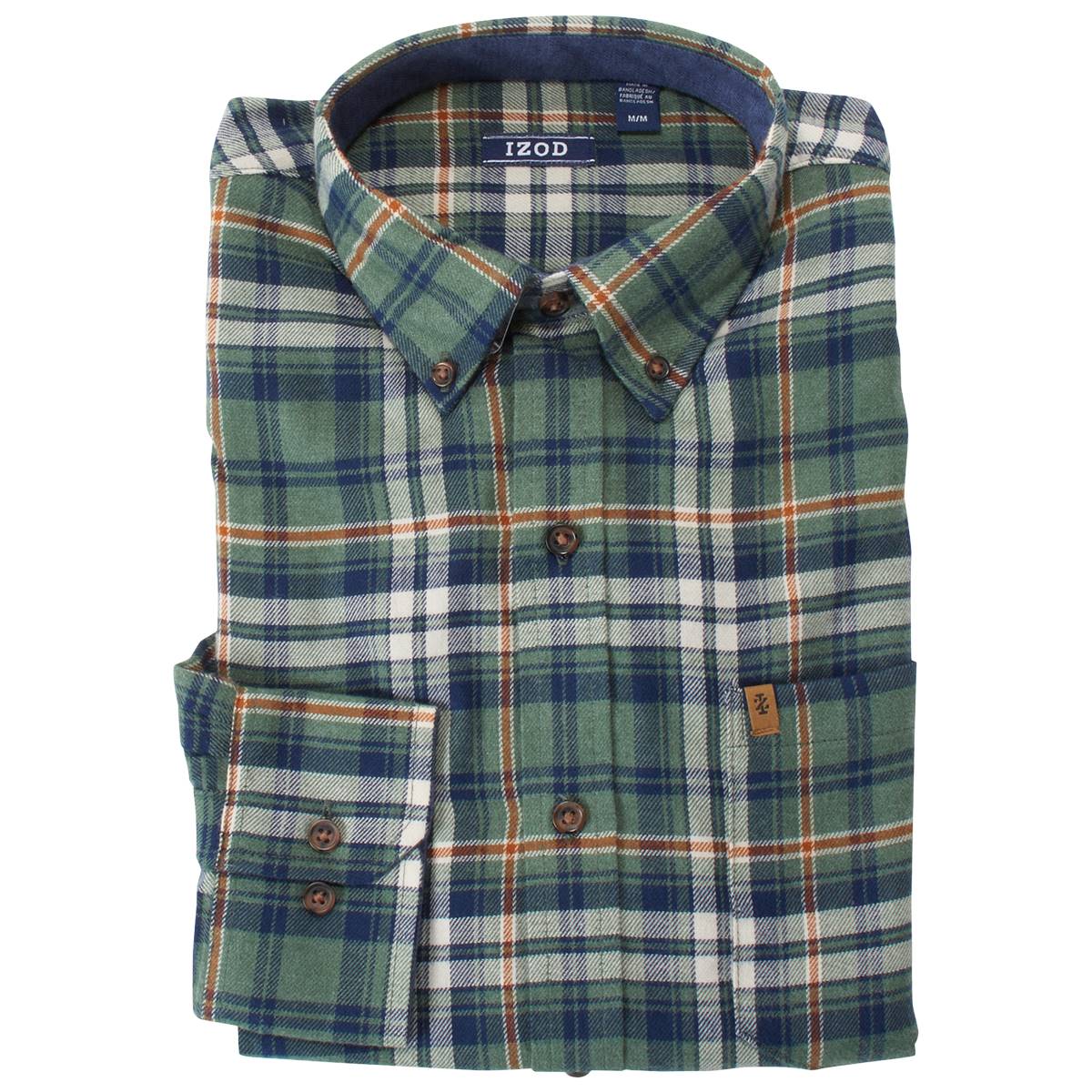 Mens IZOD(R) Long Sleeve Stratton Flannel Shirt - Laurel Wreath