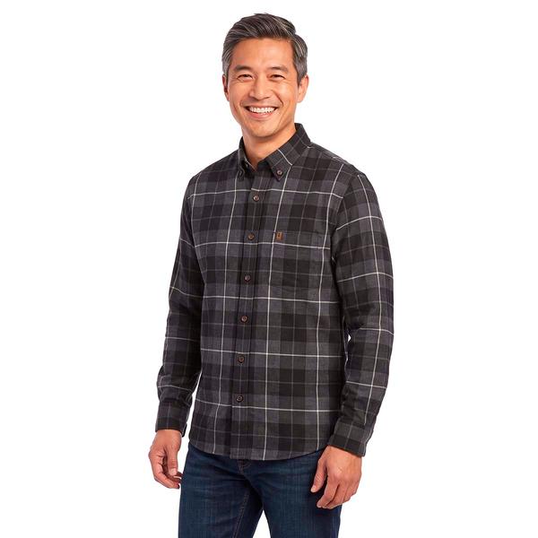 Mens IZOD(R) Long Sleeve Stratton Flannel Shirt - Dark Shadow