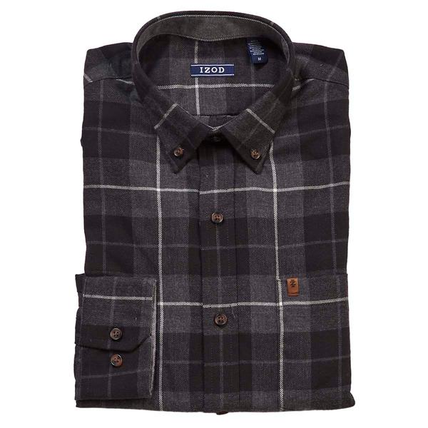 Mens IZOD(R) Long Sleeve Stratton Flannel Shirt - Dark Shadow alternate view