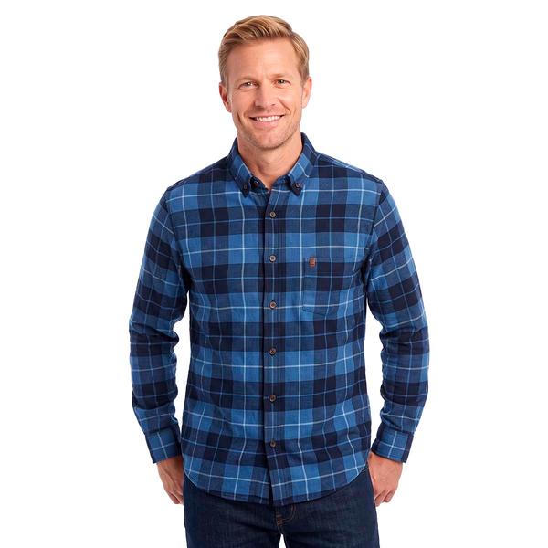 Mens IZOD(R) Long Sleeve Stratton Flannel Shirt - True Navy