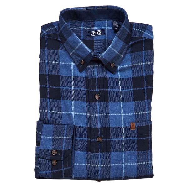 Mens IZOD(R) Long Sleeve Stratton Flannel Shirt - True Navy alternate view