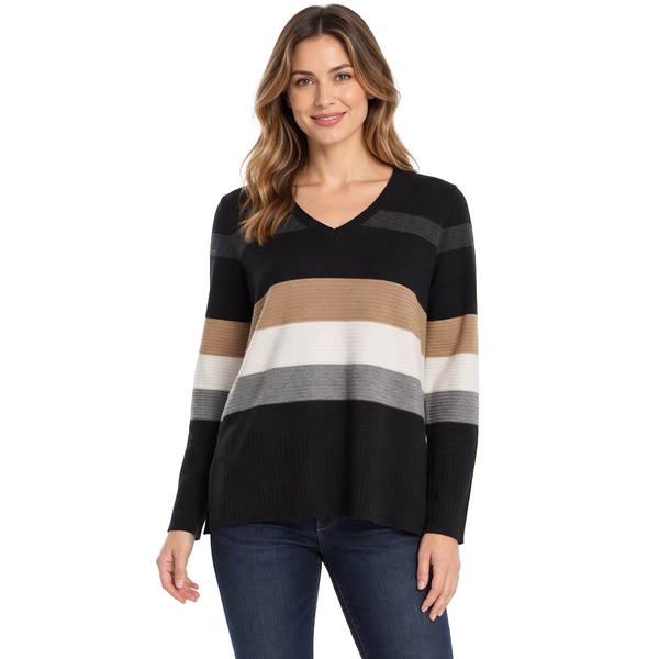 Womens Cable & Gauge Long Sleeve Stripe Ribbed Sweater alternate view