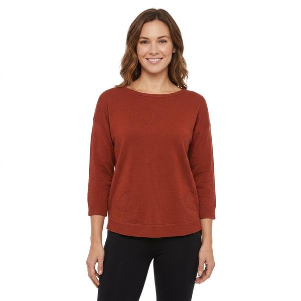 Womens Cable & Gauge 3/4 Sleeve Textured Pumpkin Sweater