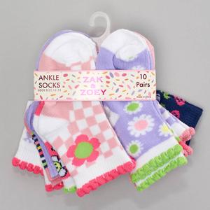 Baby Girl (12-24M) Zak & Zoey 10pk. Daisy Scalloped Ankle Socks