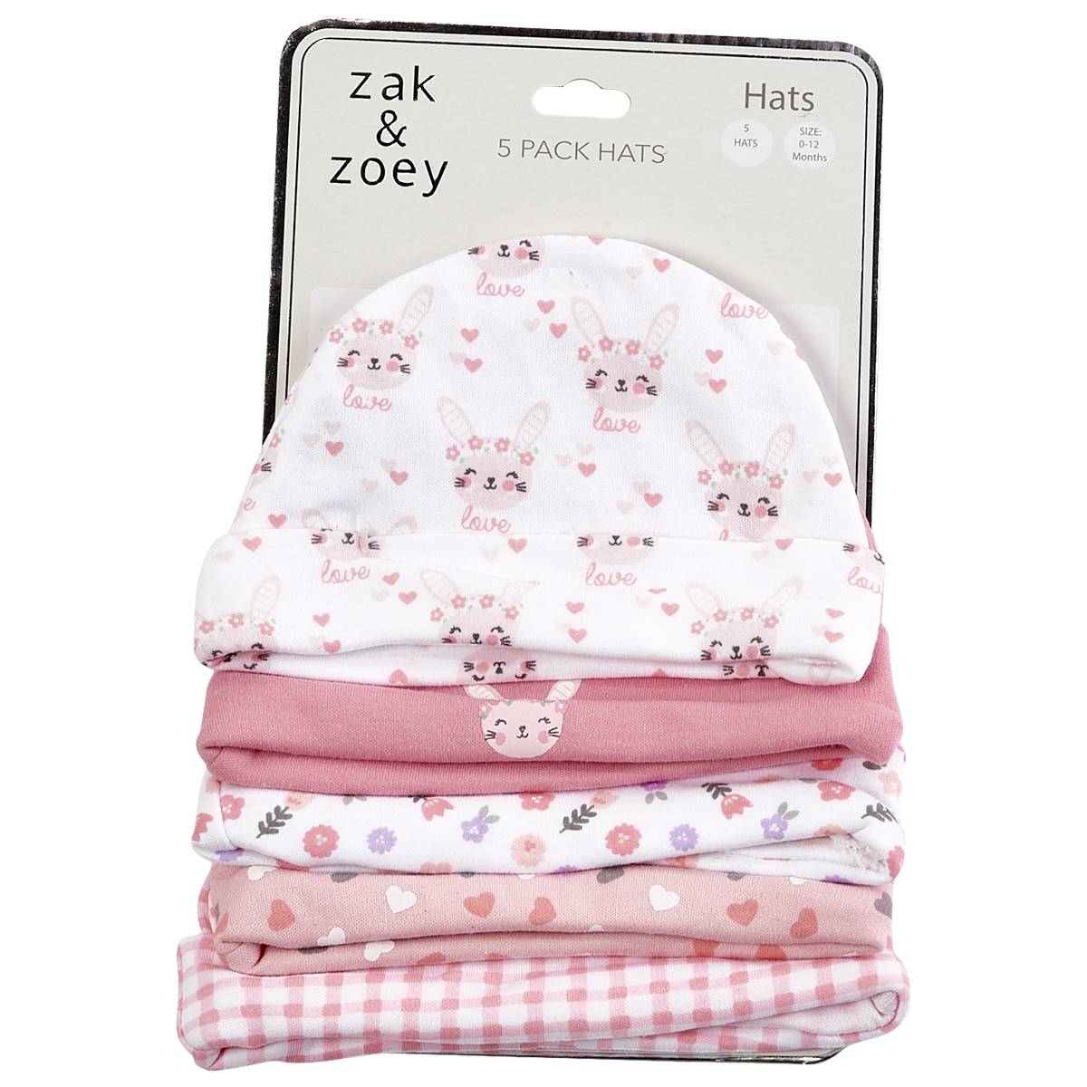 Baby Girl (NB-12M) Zak & Zoey 5pk. Floral Bunny Hats