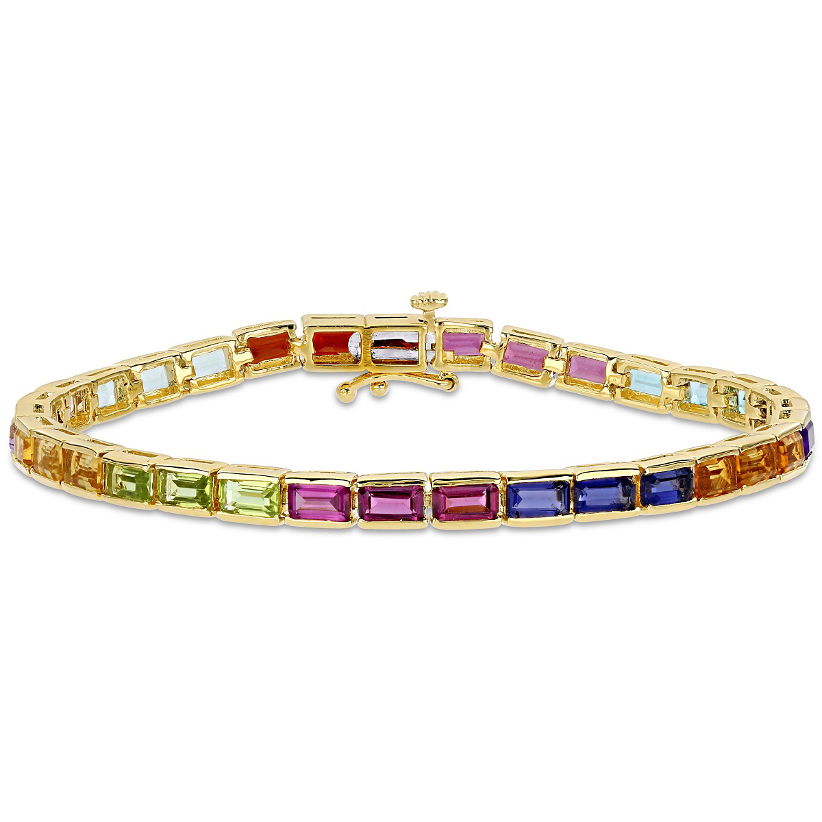 Gemstone Classics(tm) Plated Silver Rose De France Tennis Bracelet