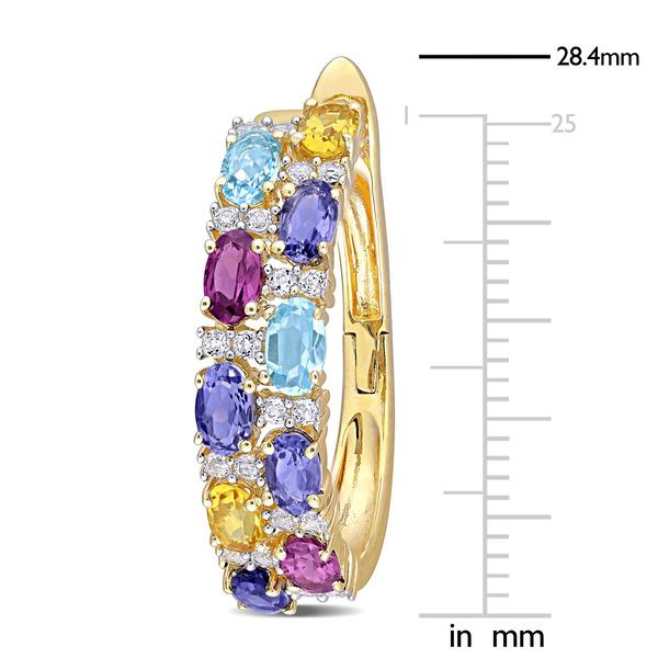 Gemstone Classics(tm) Blue Topaz & Swiss White Post Hoop Earrings alternate view