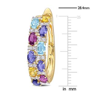 Gemstone Classics(tm) Blue Topaz & Swiss White Post Hoop Earrings alternate view