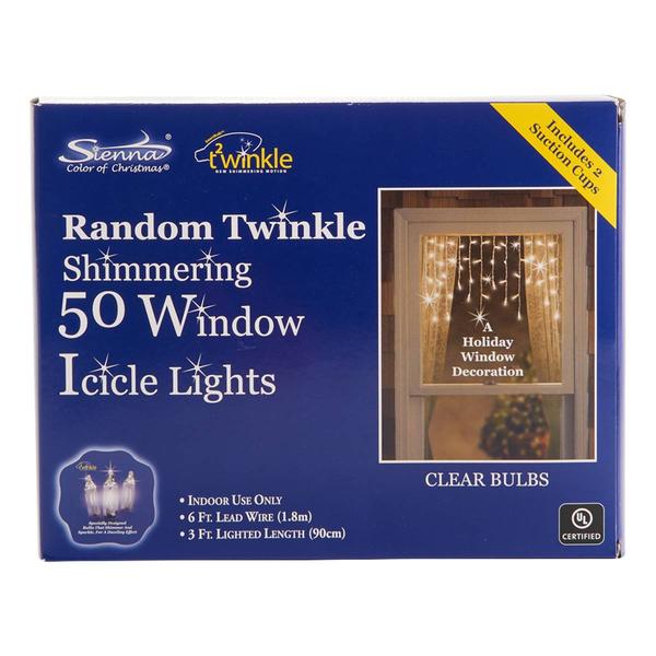 Sienna Indoor 50 Clear Light Shimmering Window Icicle Light Set