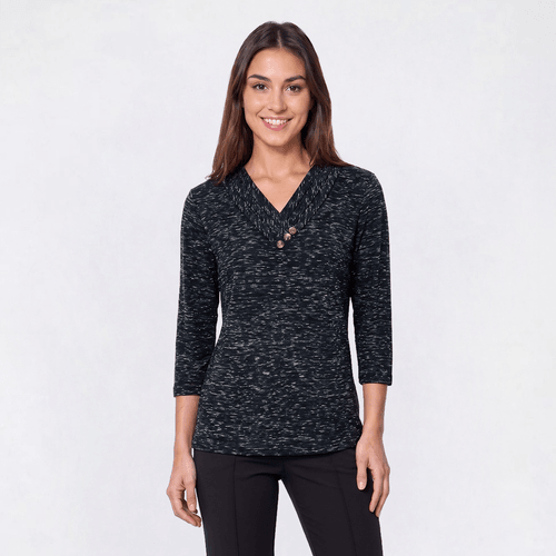 Womens Hasting & Smith 3/4 Sleeve Pleat Crossover V-Neck Tee alternate view