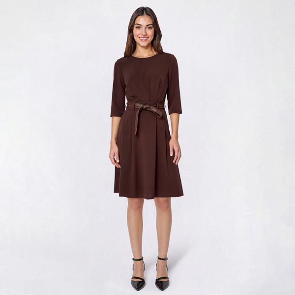 Womens Harper 241 3/4 Sleeve Zip Back Belted Crepe Sheath Dress