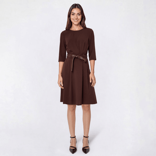 Womens Harper 241 3/4 Sleeve Zip Back Belted Crepe Sheath Dress alternate view