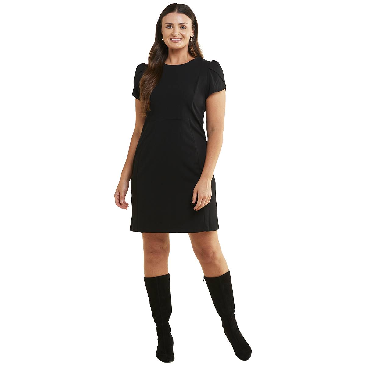 Womens Harper 241 Tulip Sleeve Crew Neck A-Line Dress