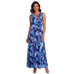 Plus Size Harper 241 Sleeveless Leaf Keyhole Neck Maxi Dress