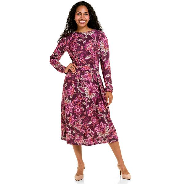 Womens Harper 241 Long Sleeve Floral Hacci Buckle Midi Dress alternate view