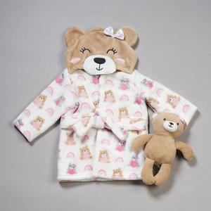 Baby Girl Celebrity Baby(tm) Bear 3D Hooded Robe w/ Plush Toy