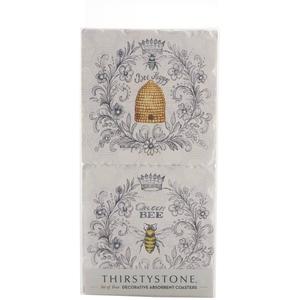 Thirstystone 4pk. Queen Bee Square Coaster Set