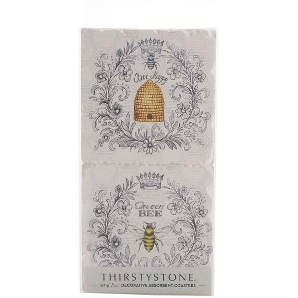 Thirstystone 4pk. Queen Bee Square Coaster Set